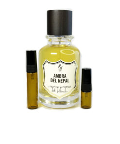 Ambra del Nepal perfume sample in amber glass atomizer