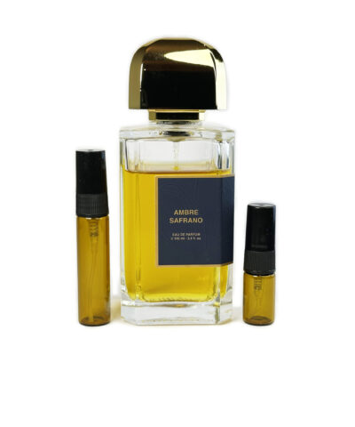BDK Ambre Safrano perfume sample in amber glass atomizer
