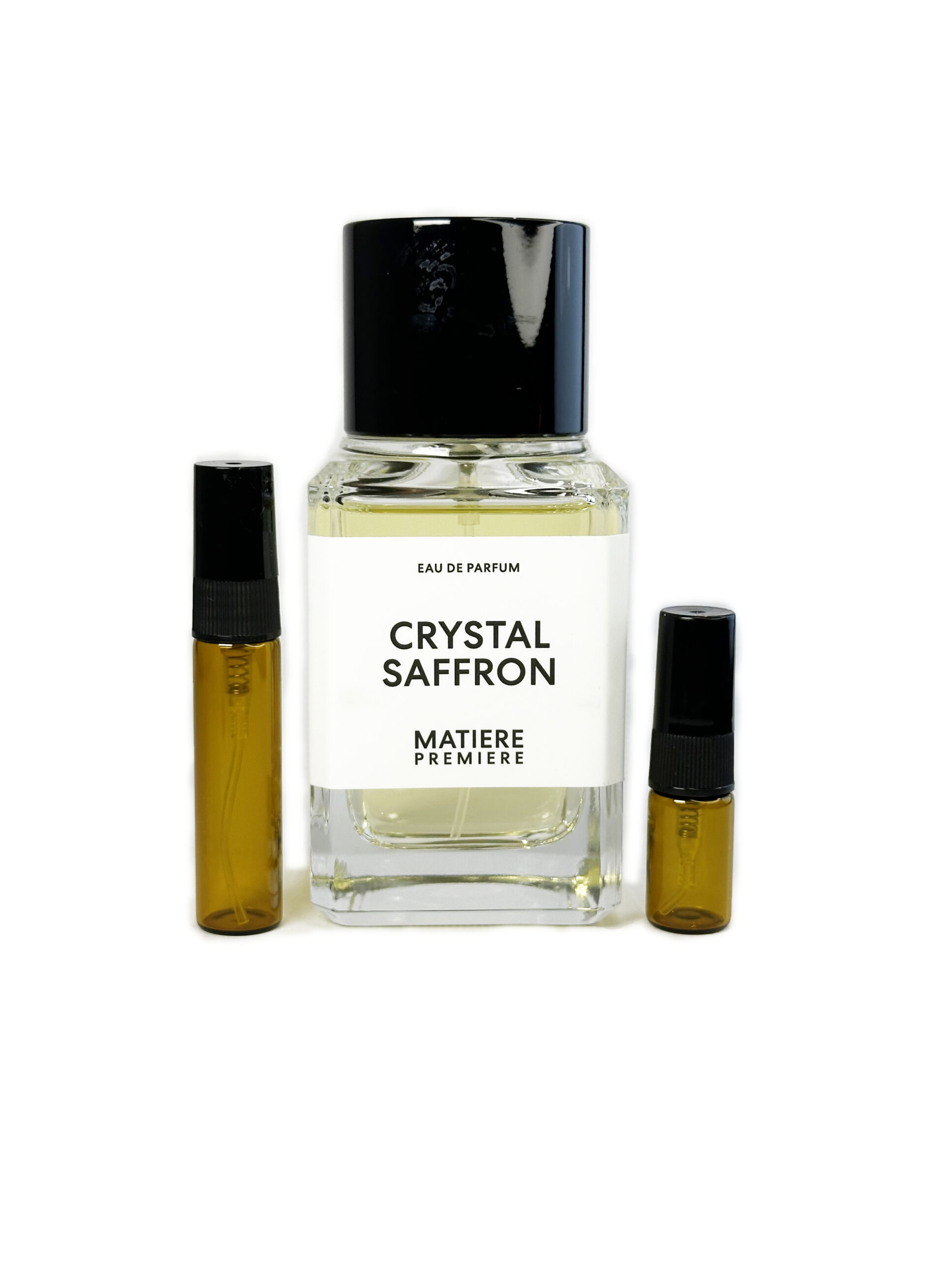 Matière Première Crystal Saffron perfume sample in amber atomizer