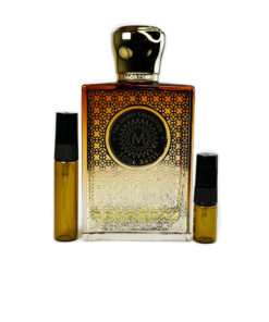 Moresque Soul Batik perfume sample in amber glass atomizer