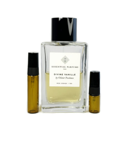 Essential Parfums Divine Vanille perfume sample in amber glass atomizer