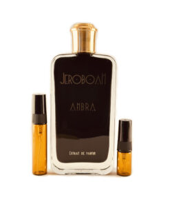 Jeroboam Ambra perfume sample in amber glass atomizer